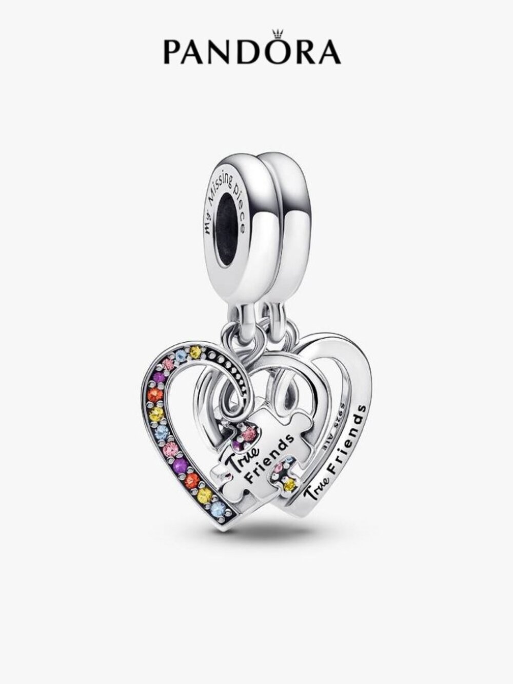Pandora Puzzle Piece Hearts Splittable Friendship Dangle Charm